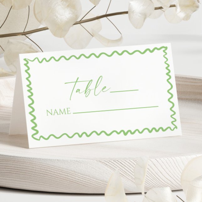 Tarjeta De Asiento Whimsical Citrus Green Wavy Border Wedding (Subido por el creador)