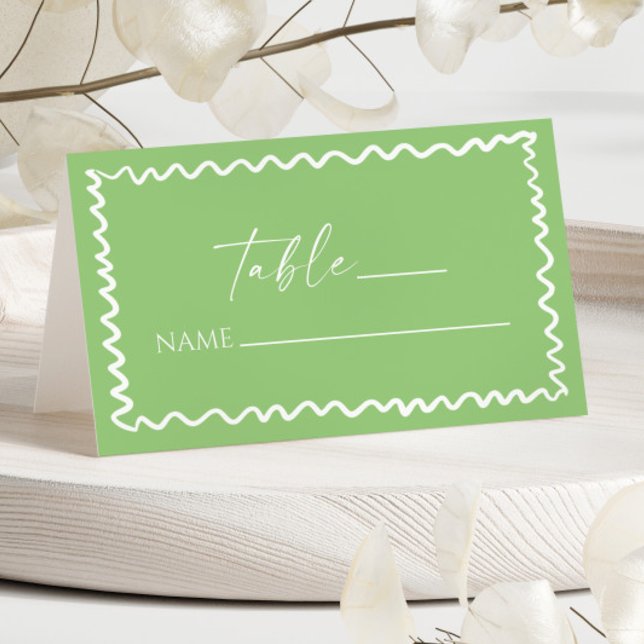 Tarjeta De Asiento Whimsical Citrus Green Wavy Border Wedding (Subido por el creador)