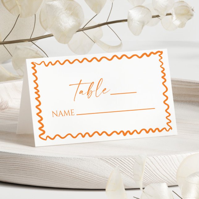 Tarjeta De Asiento Whimsical Citrus Orange Wavy Border Wedding (Subido por el creador)