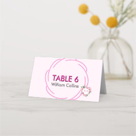 Tarjeta De Asiento Whimsical Citrus Pink & flower Wedding  