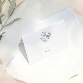 Tarjeta De Asiento Whimsical Doodle Blue Wedding Guest Table Number