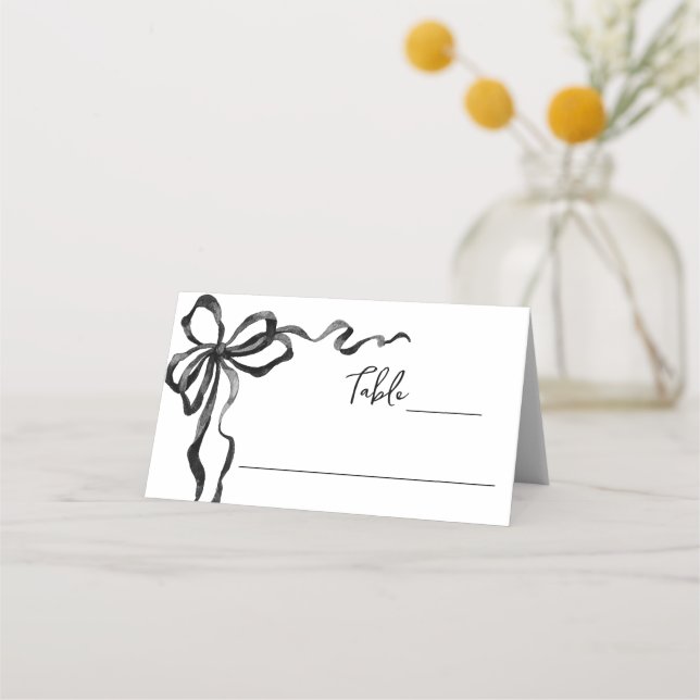 Tarjeta De Asiento Whimsical Funky Black Bow Christmas Dinner Party (Anverso)