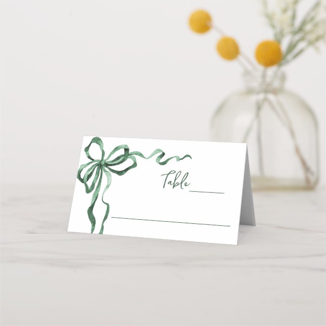 Tarjeta De Asiento Whimsical Funky Green Bow Christmas Dinner Party (Anverso)