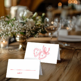 Tarjeta De Asiento Whimsical Heart Locket Doodle Sketch PERSONALIZADO