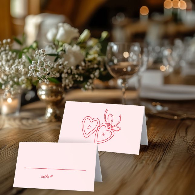 Tarjeta De Asiento Whimsical Heart Locket Doodle Sketch PERSONALIZADO (Whimsical Heart Locket Doodle Sketch Modern CUSTOM Place Card
)