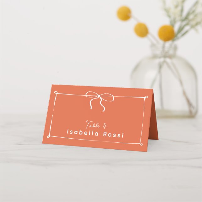 Tarjeta De Asiento Whimsical Italiano Sunset con Boda White Bow (Anverso)
