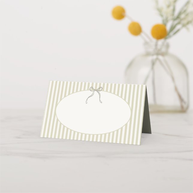 Tarjeta De Asiento Whimsical Stripe Green Boda (Anverso)