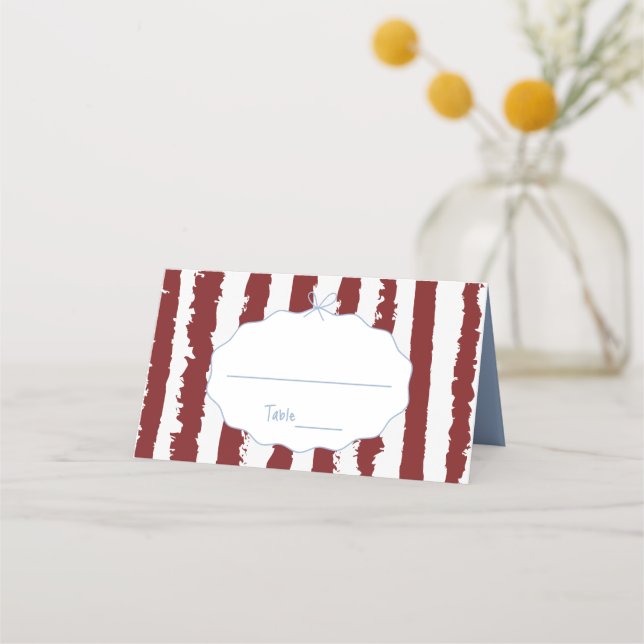 Tarjeta De Asiento Whimsical Stripes Handwritten Painted Wedding  (Anverso)