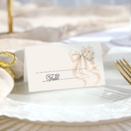 Tarjeta De Asiento White Bow Bridal Shower Place Card