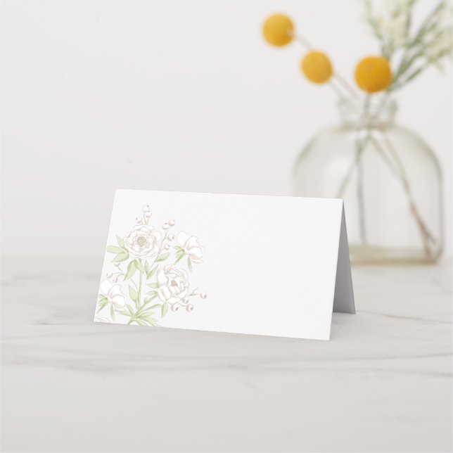 Tarjeta De Asiento White Rose Classic Wedding (Anverso)