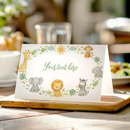 Tarjeta De Asiento Wild One Jungle Animals Birthday Food Tent