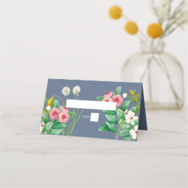 Tarjeta De Asiento Wildflowers Periwinkle Dusty Blue Boda