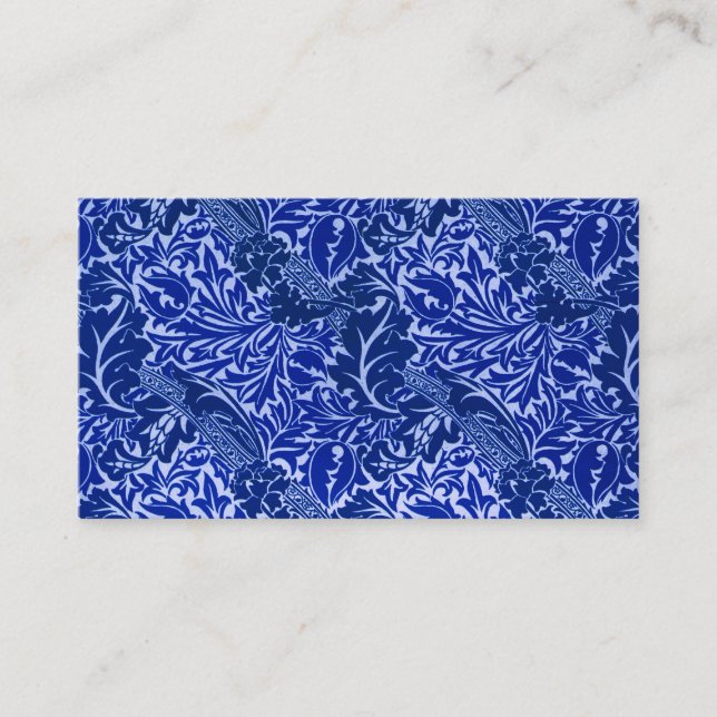 Tarjeta de asiento William Morris Blue Leaves (Anverso)