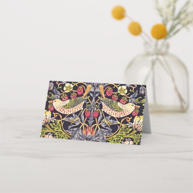 Tarjeta De Asiento William Morris Strawberry Thief Floral Art Nouveau (Anverso)