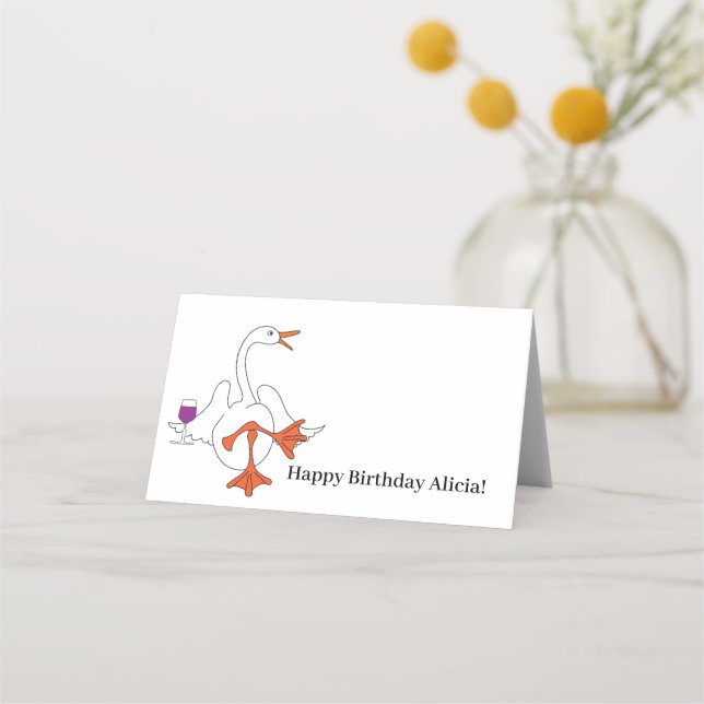 Tarjeta De Asiento Wine Goose Personalizado Place Cards (Anverso)
