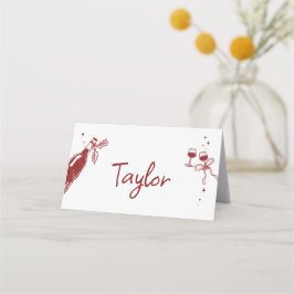 Tarjeta De Asiento Wine Tasting Party Holiday Christmas Hand-Drawn
