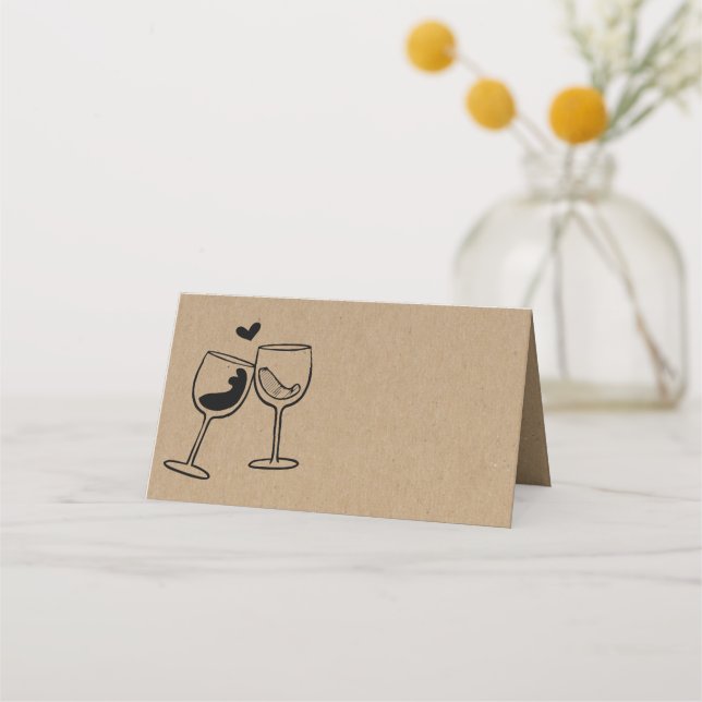 Tarjeta De Asiento Wine Toast Plegable Tent Style Place Card (Anverso)