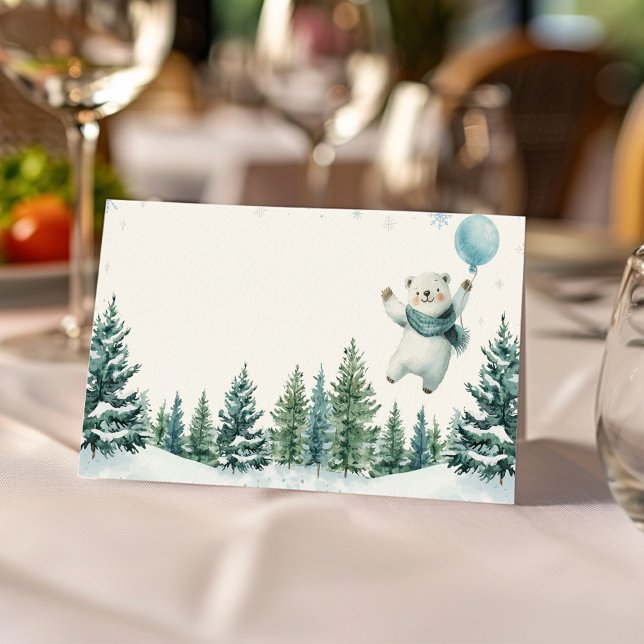 Tarjeta De Asiento Winter Polar Bear Birday Food Place Card (Subido por el creador)