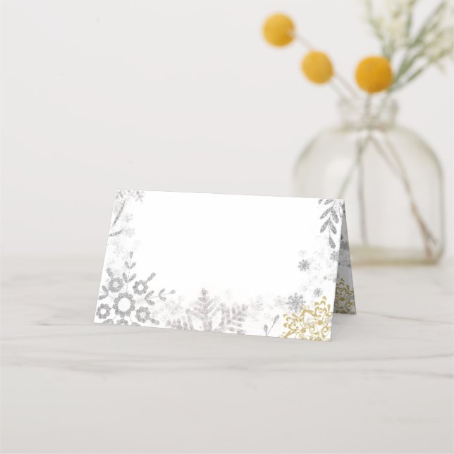 Tarjeta De Asiento Winter Wonderland Silver Gold Place Card (Anverso)