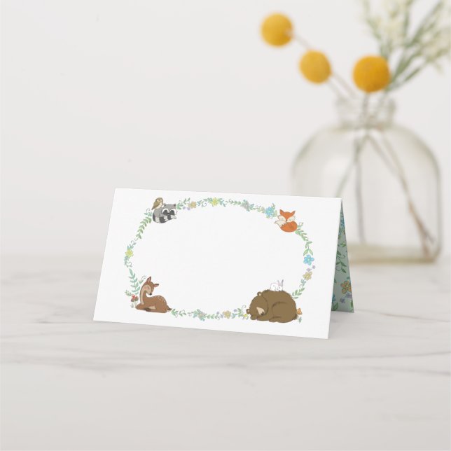 Tarjeta De Asiento Woodland Animal Baby Shower (Anverso)