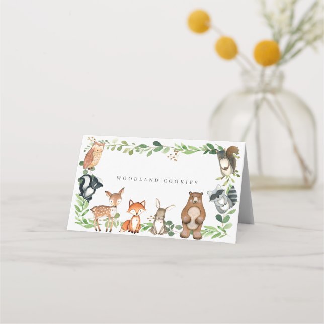 Tarjeta De Asiento Woodland Buffet Food Labels (Anverso)