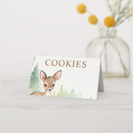Tarjeta De Asiento Woodland Deer Forest Neutral Baby Shower Cookies
