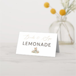 Tarjeta De Asiento Woodland Fox Girl Drinks & Sips Lemonade Drink