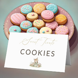 Tarjeta De Asiento Woodland Fox Girl Sweet Treats Cookies Food Label