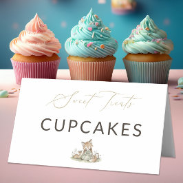 Tarjeta De Asiento Woodland Fox Girl Sweet Treats Cupcakes Food Label