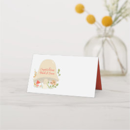 Tarjeta De Asiento Woodland Mushroom Baby Shower