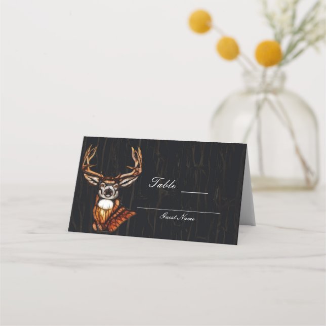 Tarjeta De Asiento Wooh Deer Rustic Country Número de tabla (Reverso)