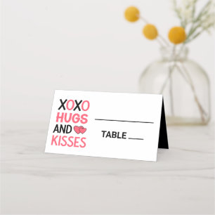 Tarjeta De Asiento XOXO abraza besos ducha de novia Boda negro
