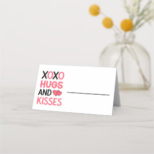 Tarjeta De Asiento XOXO abraza besos ducha de novia Boda negro rosado