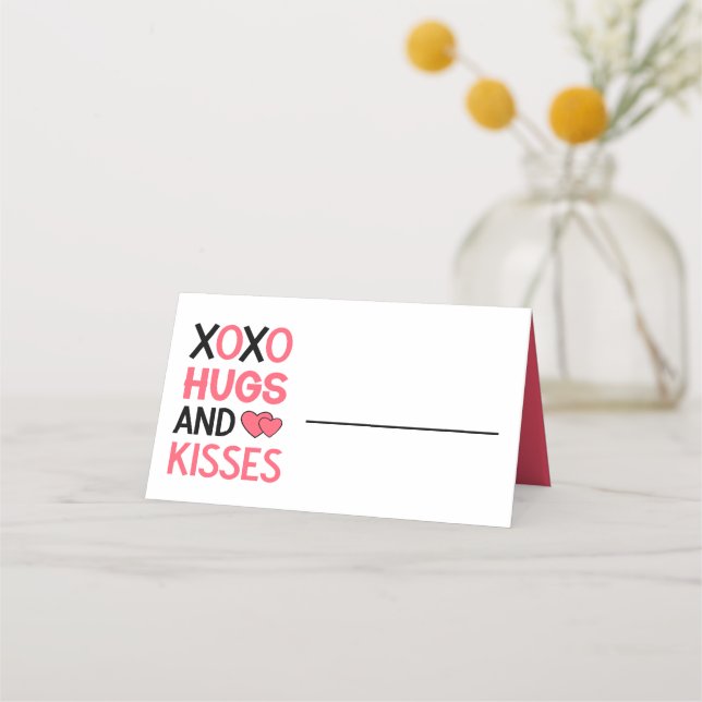 Tarjeta De Asiento XOXO Abrazos Besos Amor Ducha Bridal Boda Rosa (Anverso)