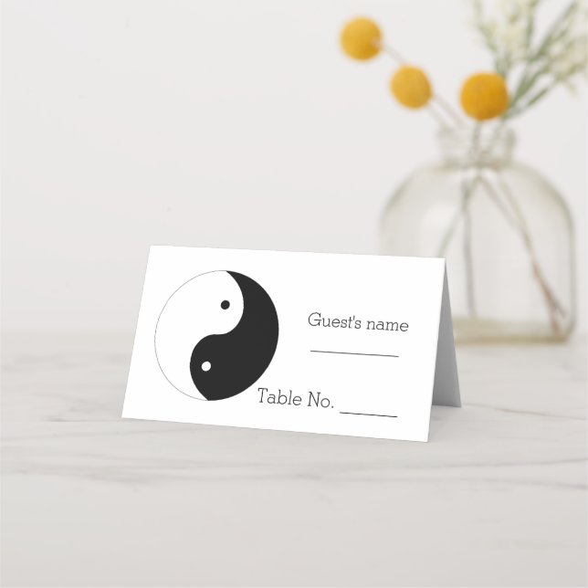 Tarjeta De Asiento Yin Yang Boda De Diseño Blanco Y Negro (Anverso)