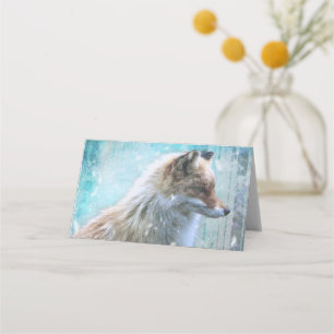 Tarjeta De Asiento Zorro de Furry Cute en fondo azul grunge