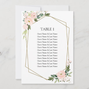 Tarjeta de Asientos de Boda Floral Rosado para Inv