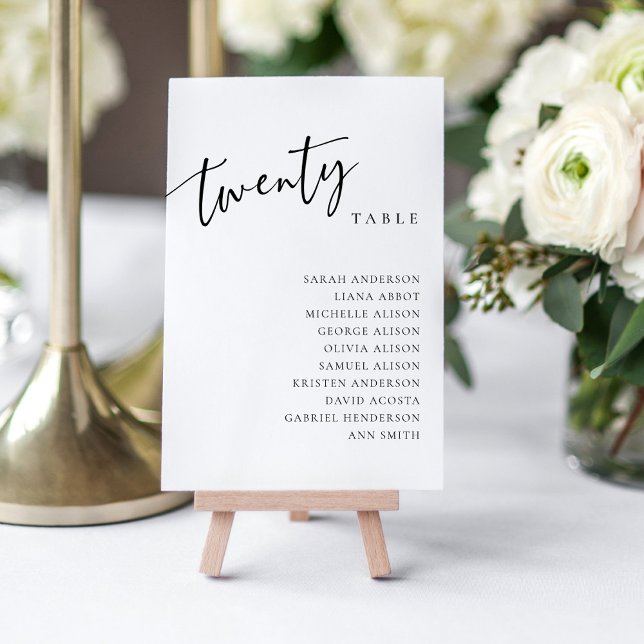 Tarjeta de Asientos de Boda Número 20 Veinte Mesa  (Subido por el creador)