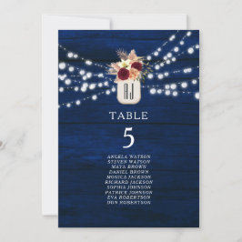 Tarjeta de Asientos de Luces de Cuerda Navy Rústic