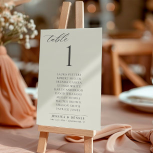 Tarjeta de Asientos de Mesa de Boda con Letra Eleg