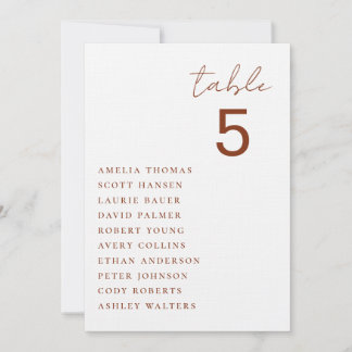 Tarjeta de Asientos de Mesa de Boda Minimalista
