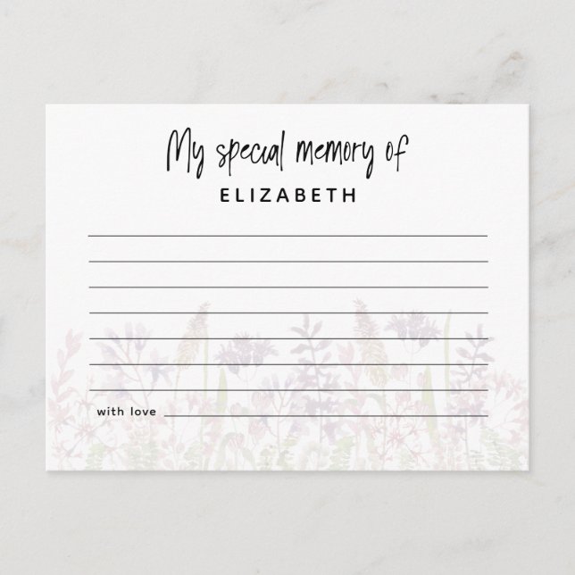 Tarjeta de asistencia a funeral para compartir un  (Anverso)