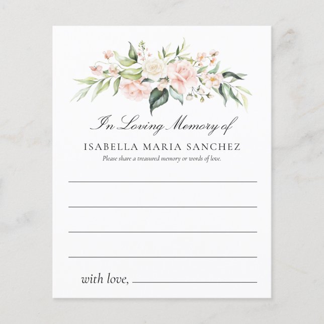 Tarjeta de asistencia funeraria color rosa para co (Anverso)