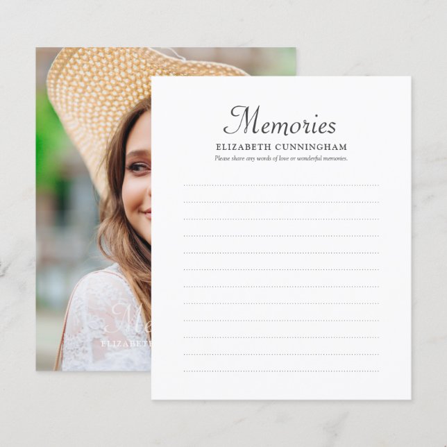 Tarjeta de asistencia funeraria para fotografía de (Anverso / Reverso)