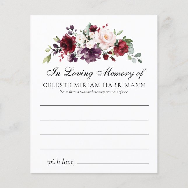 Tarjeta de asistencia funeraria Rosa Floral Share  (Anverso)