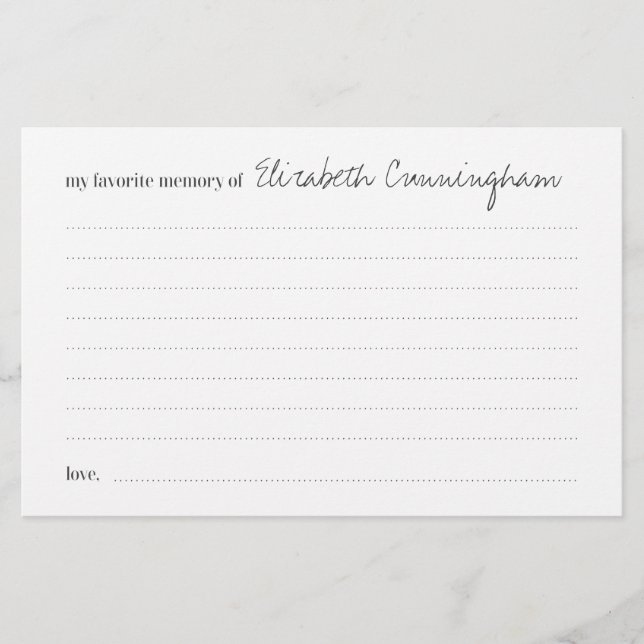 Tarjeta de asistencia moderna funeral de memoria f (Anverso)