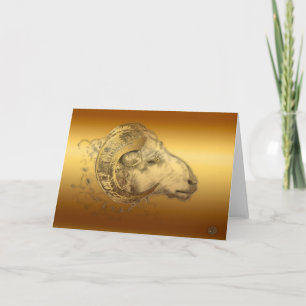 Tarjeta de Astrología del Oro Aries Ram del Oeste 