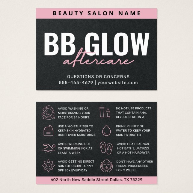 Tarjeta de atención médica para el brillo de la bo (Anverso y reverso)