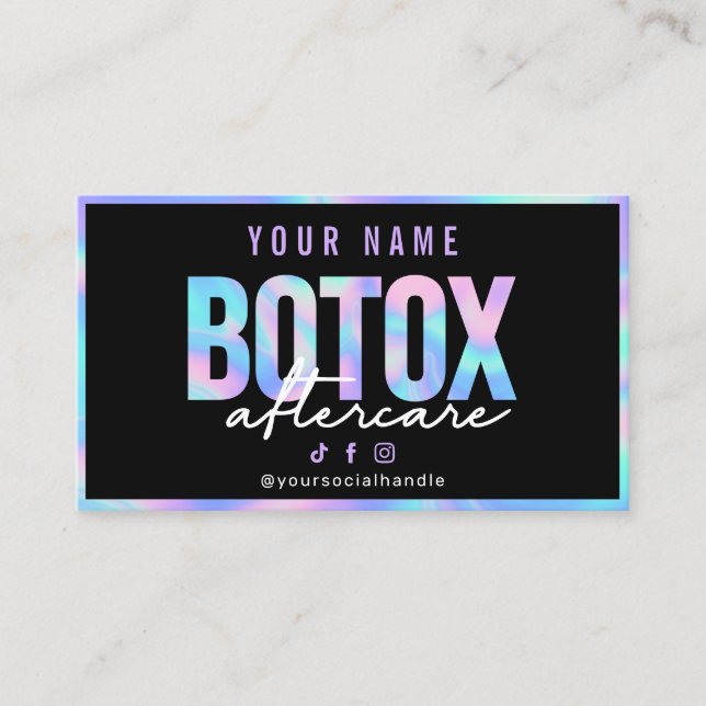 Tarjeta de atención posterior de botox holográfico (Anverso)