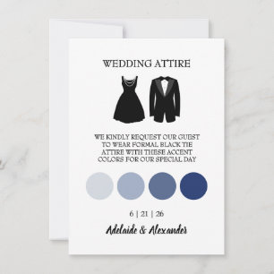 Tarjeta de atuendo de Boda costero azul